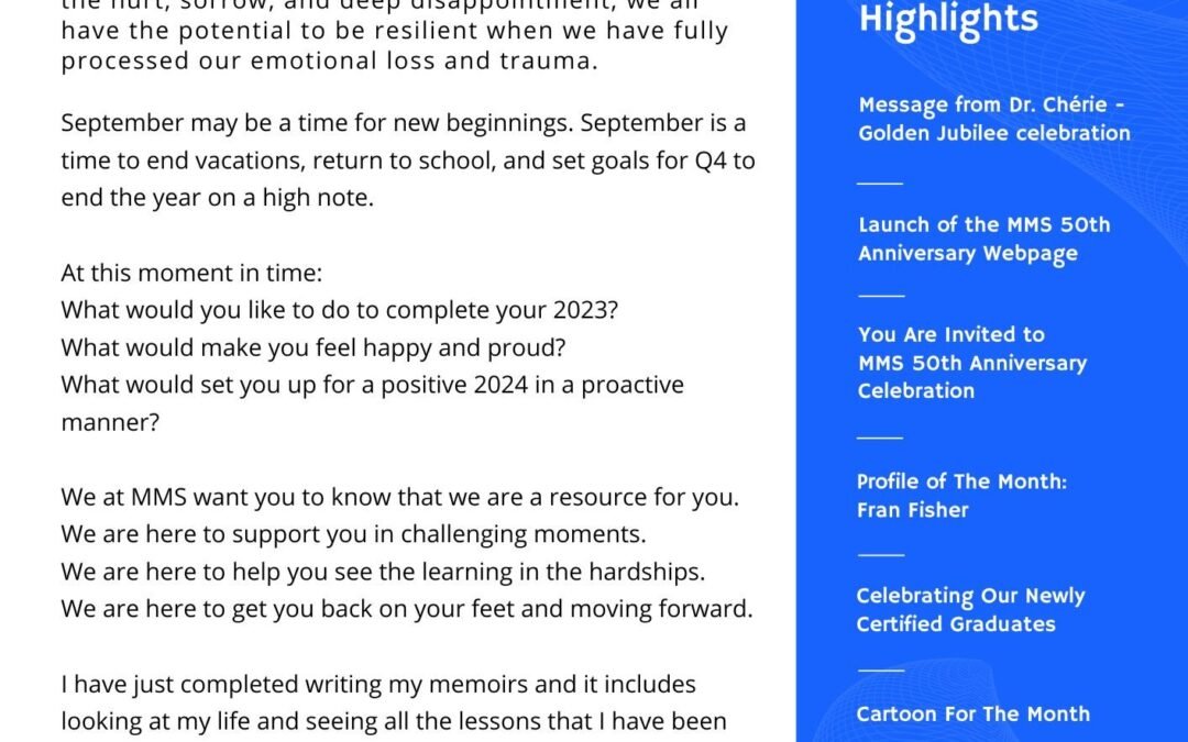 Dr. Chérie’s words for September 2023 Newsletter